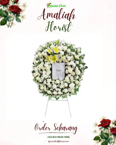 Krans Bunga Duka Cita di Kemasan